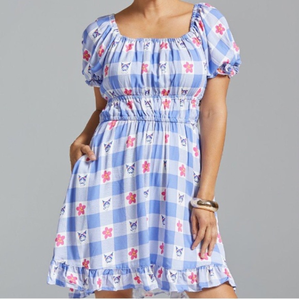 Sanrio Kuromi Gingham Floral Smock Dress Boxlunch Hello Kitty My Melody